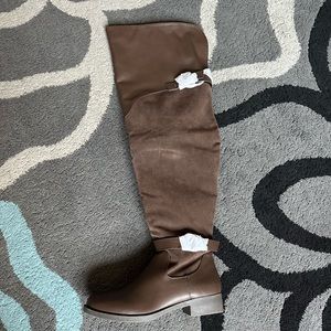 Brown Suede/Leather Thigh High Boots